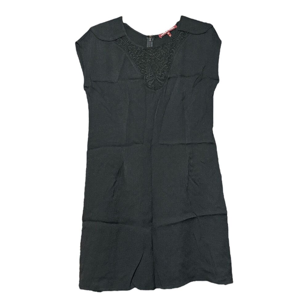 Comptoir Des Cotonniers Black Sleeveless Shift Dress EU 38 US M Embroidered